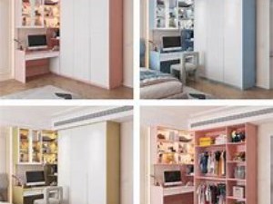  儿童成长型学习桌与一体化衣柜