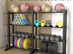 大型运动器材（如瑜伽垫、健身环、哑铃）的“墙面收纳系统”